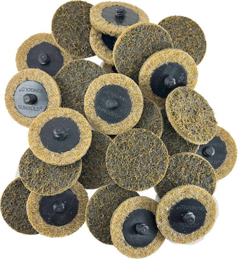 Sungold Abrasives 74904 Coarse Non Woven Surface Conditioning R-Type Quick Change Disc, 2-Inch, Brown (25/box) - Image 1